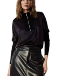 MELISSA NEPTON Irene Long Sleeve Top in black - women's t-shirt - alternate view
