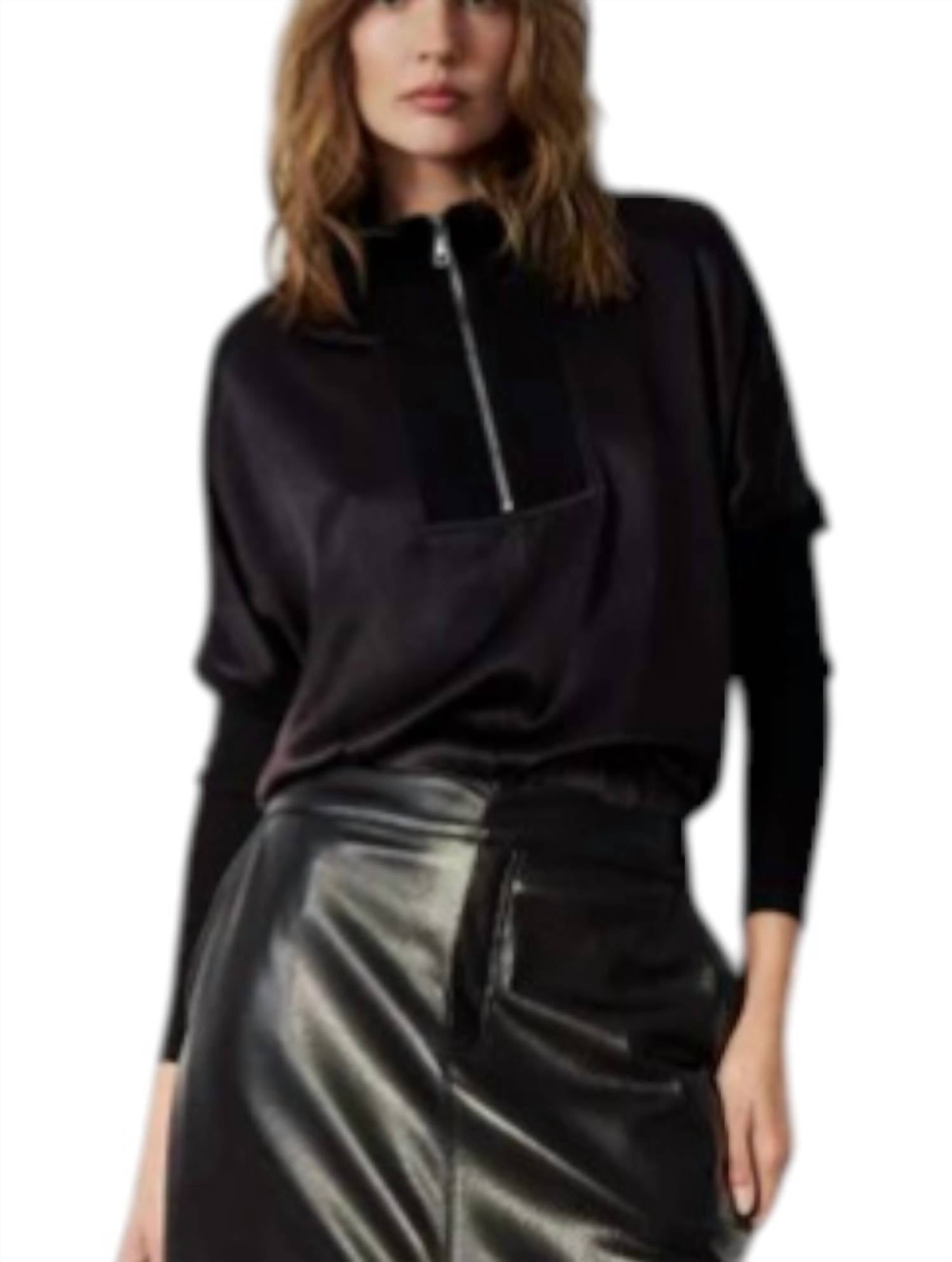 MELISSA NEPTON Irene Long Sleeve Top in black - women's t-shirt - alternate view