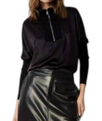 MELISSA NEPTON Irene Long Sleeve Top in black - women's t-shirt - detail view