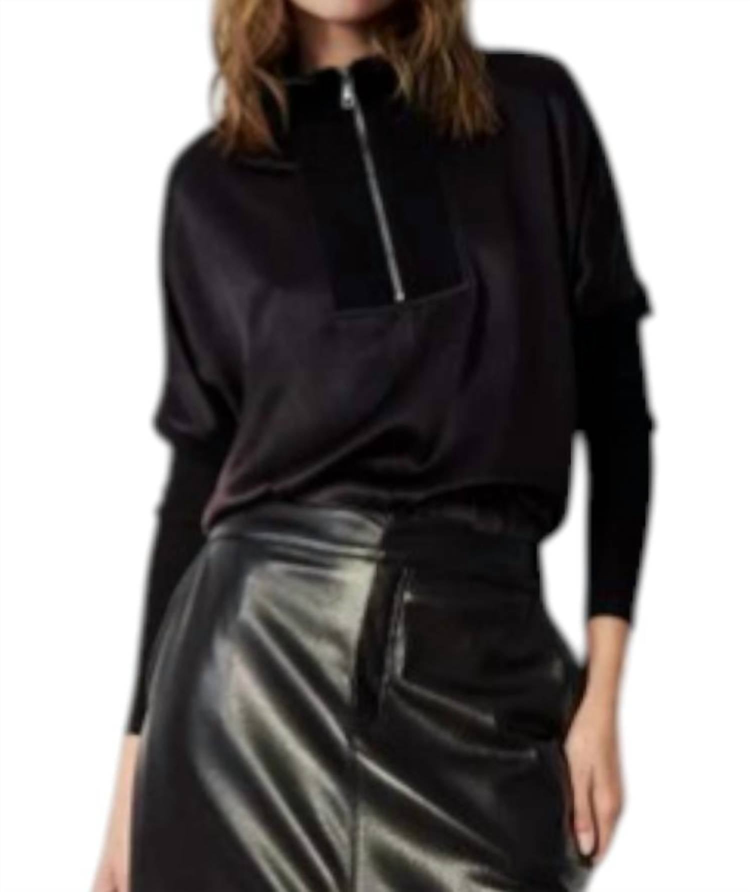 MELISSA NEPTON Irene Long Sleeve Top in black - women's t-shirt - detail view