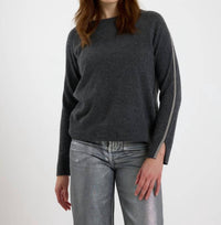 Brodie Cashmere - Glitz Split Cuff Crew Top