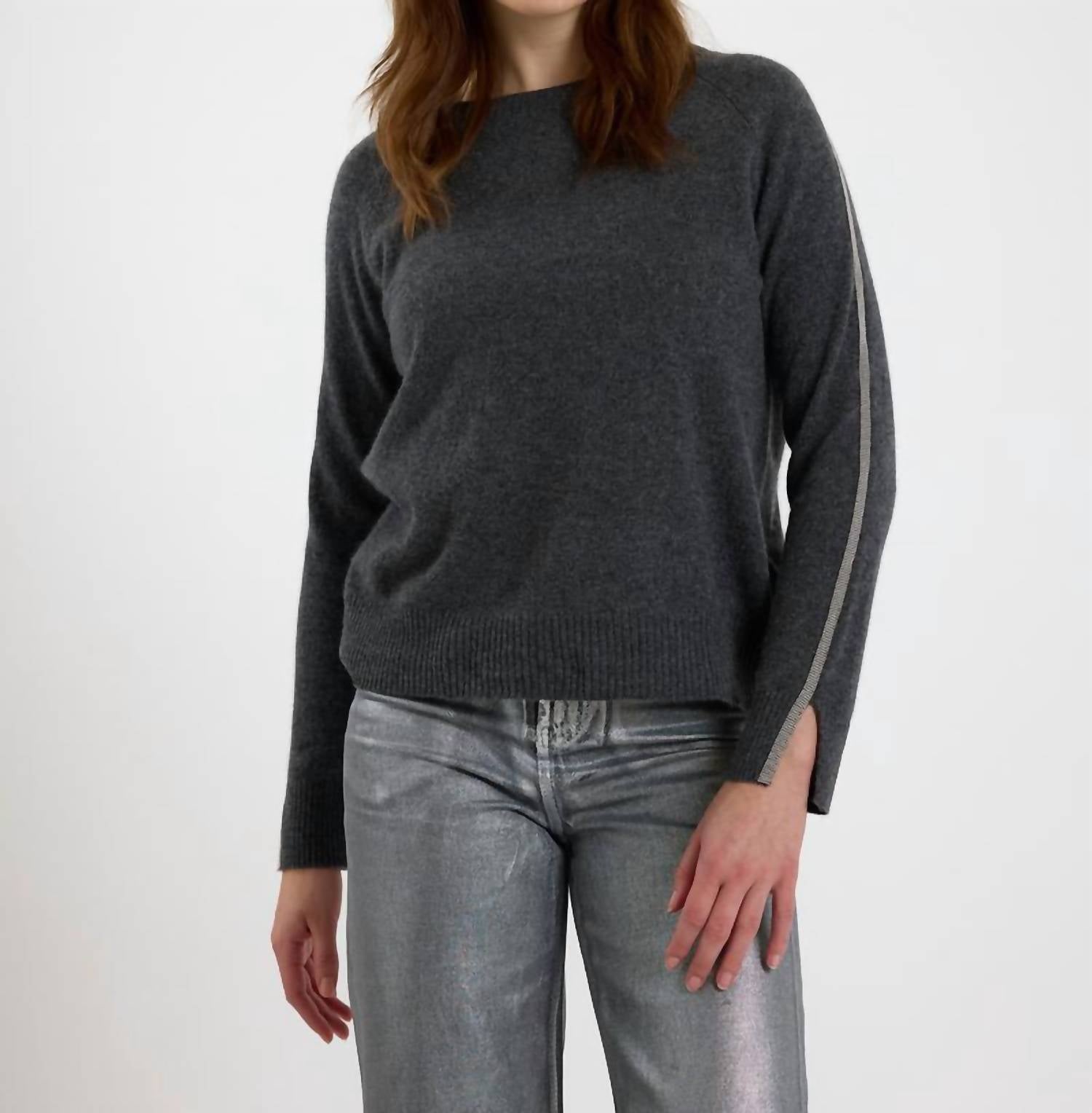 Brodie Cashmere - Glitz Split Cuff Crew Top