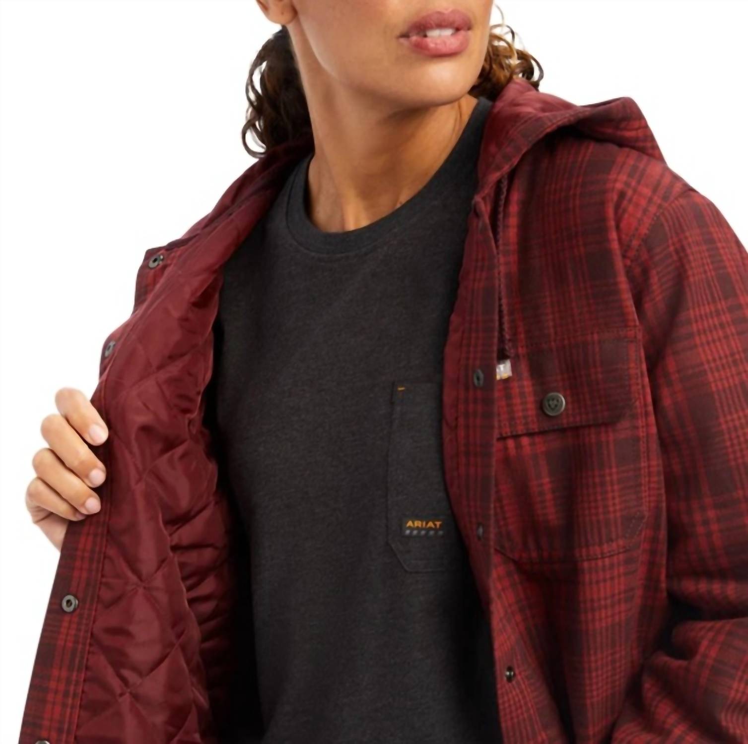 ARIAT Rebar Flannel Shirt Jacket in rosewood - women's jacket - view 4