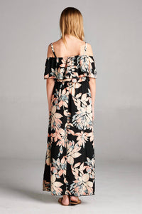 Hailey & Co - Ruffle Neckline Floral Maxi Dress