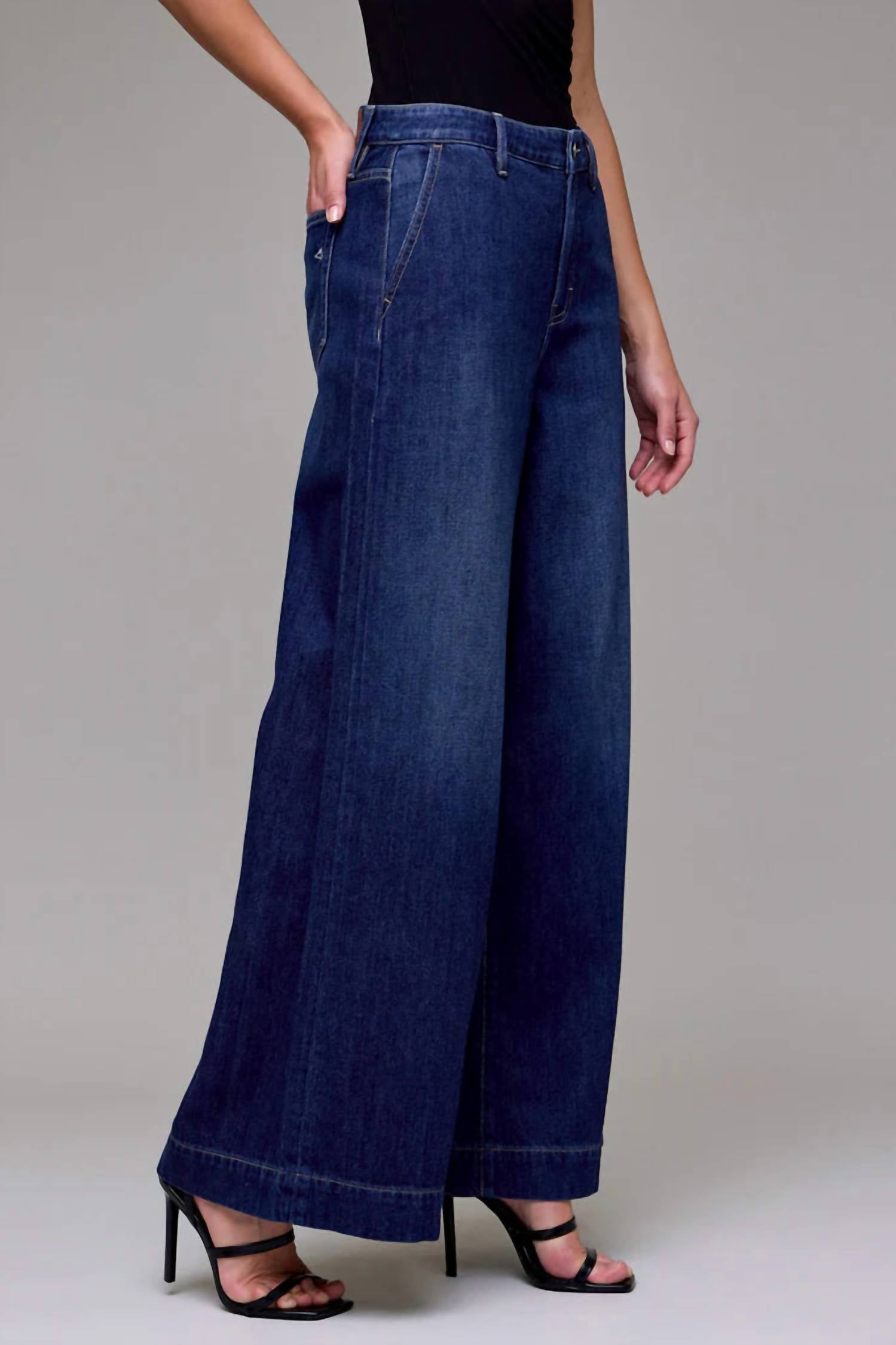 HIDDEN Nori High Rise Super Wide Leg Jeans in dark blue - women's pants - view 4