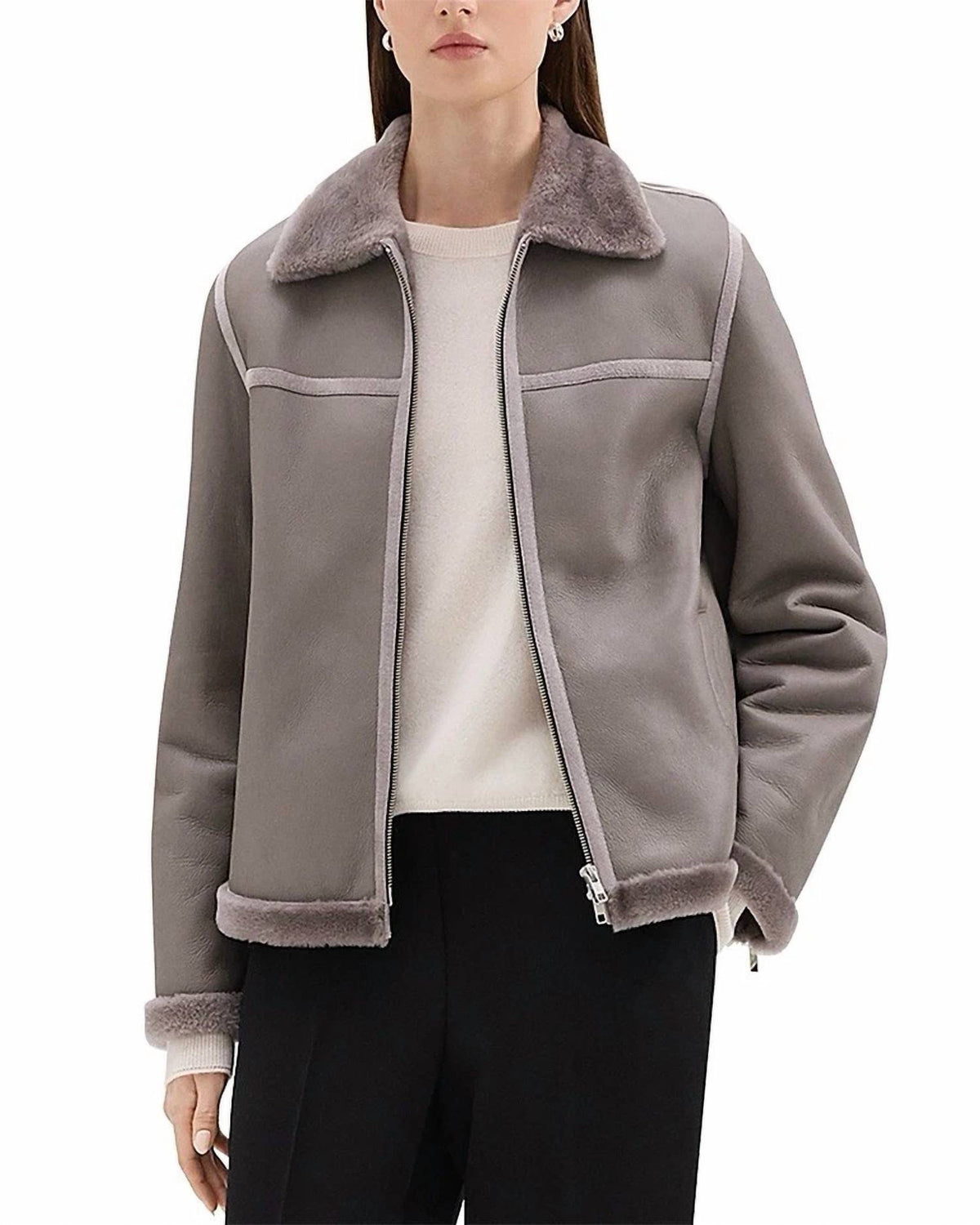 Theory - SHEARLING SPREAD COLLAR JACKET