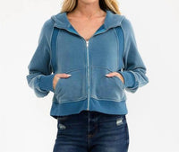 SurelyMine Canyon Vintage Cropped Zip Hoodie in blue - women's top - view 4