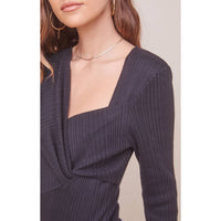 ASTR Ribbed Bodysuit in black - women's shirt - alternate view