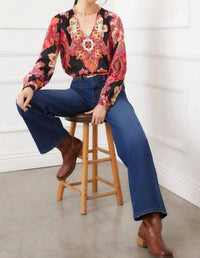 Karen Kane - Women's Long Sleeve Shirred Blouse