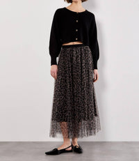 Apricot - Leopard Tulle Skirt