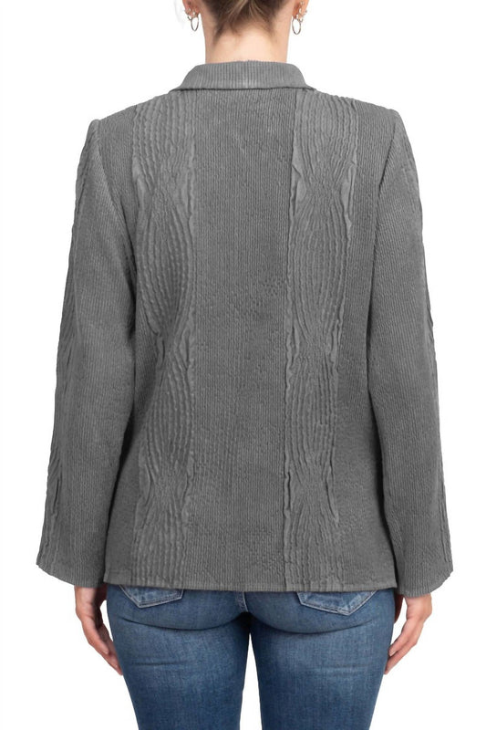 Flair Wear - Notched Collar Faux Suede Jacket