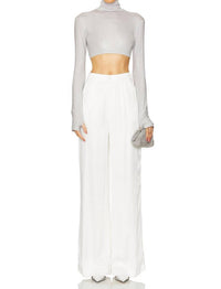Norma Kamali - Cropped Slim Fit Long Sleeve Turtleneck