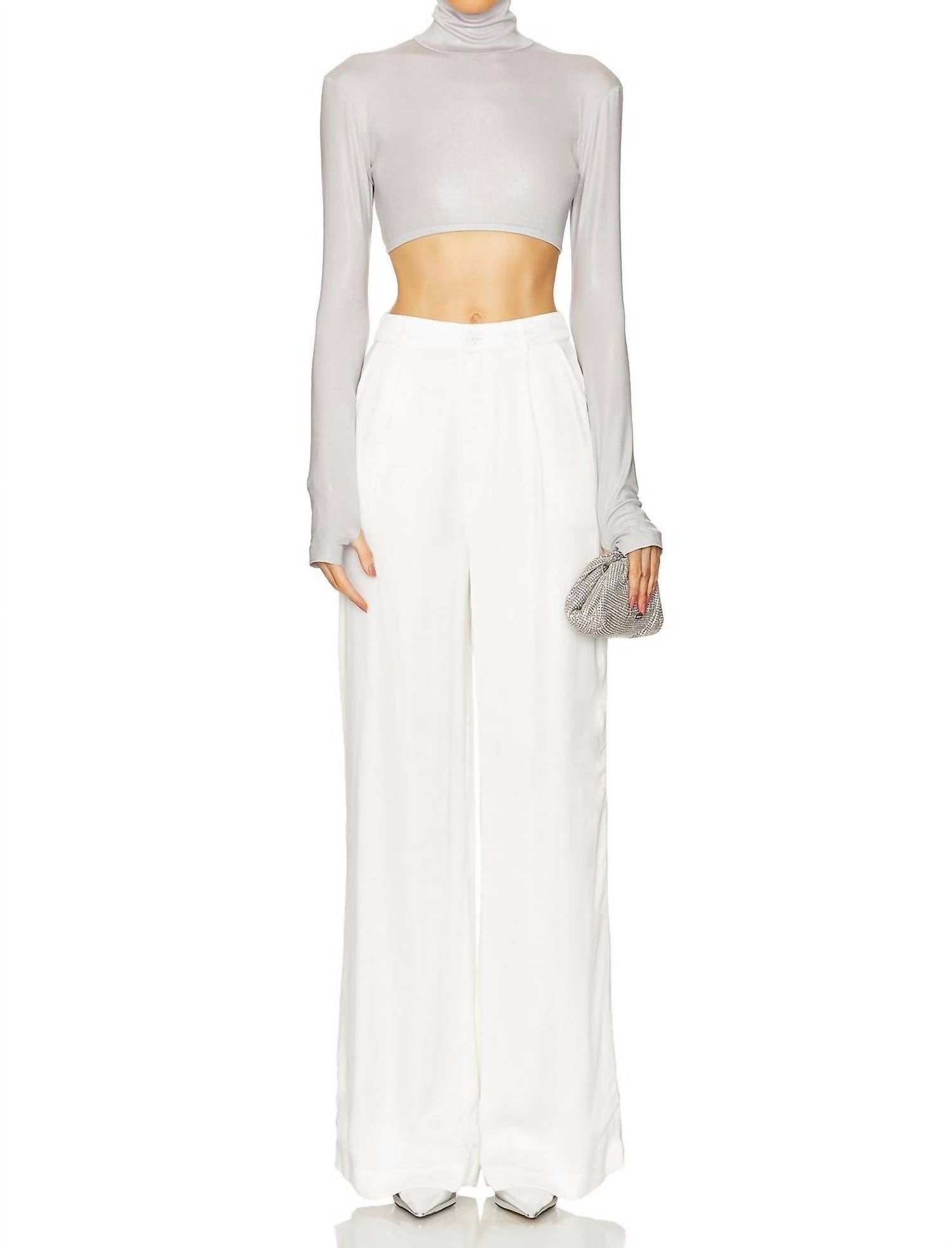 Norma Kamali - Cropped Slim Fit Long Sleeve Turtleneck