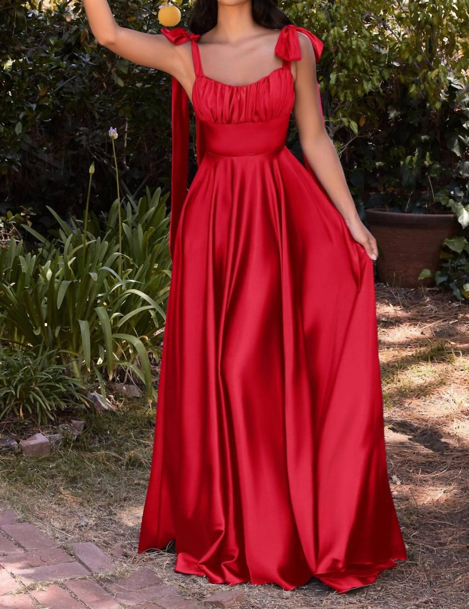Ladivine - Bow Sleeve Formal Dress