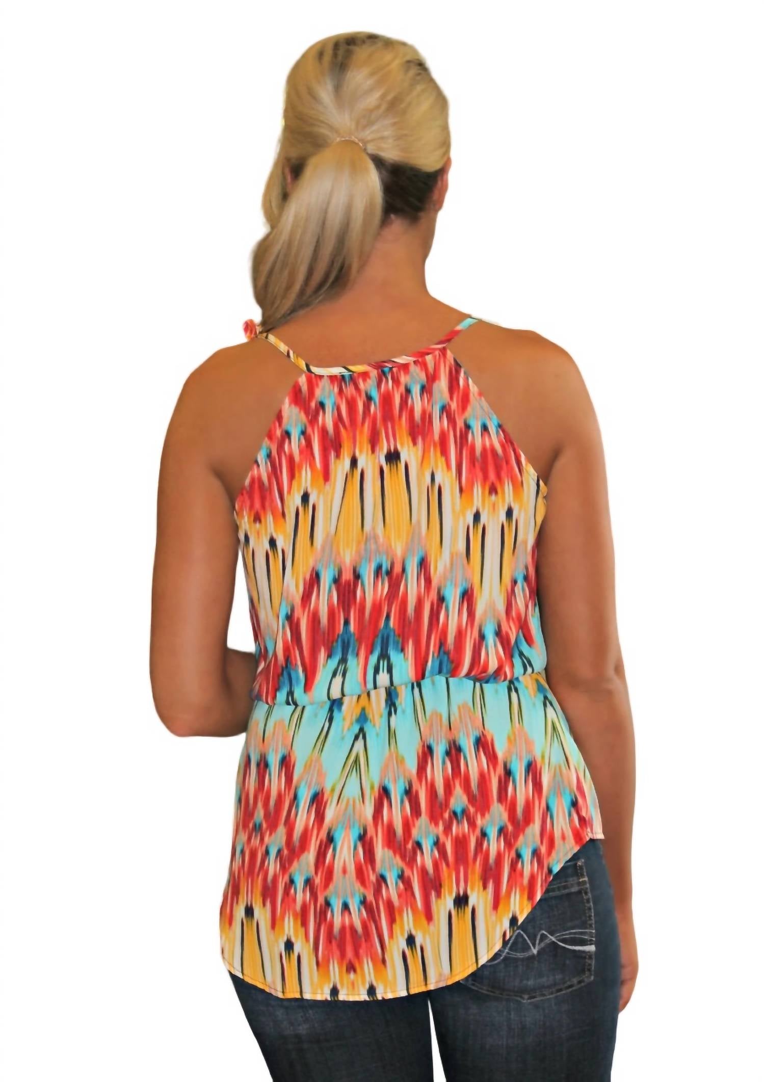MULTI ZIG-ZAG TIE SHOULDER TOP