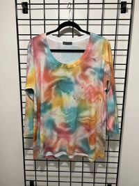 Nally & Millie Women's Dreamy Pastel Swirl Lightweight Knit Top in multi - women's long sleeve top