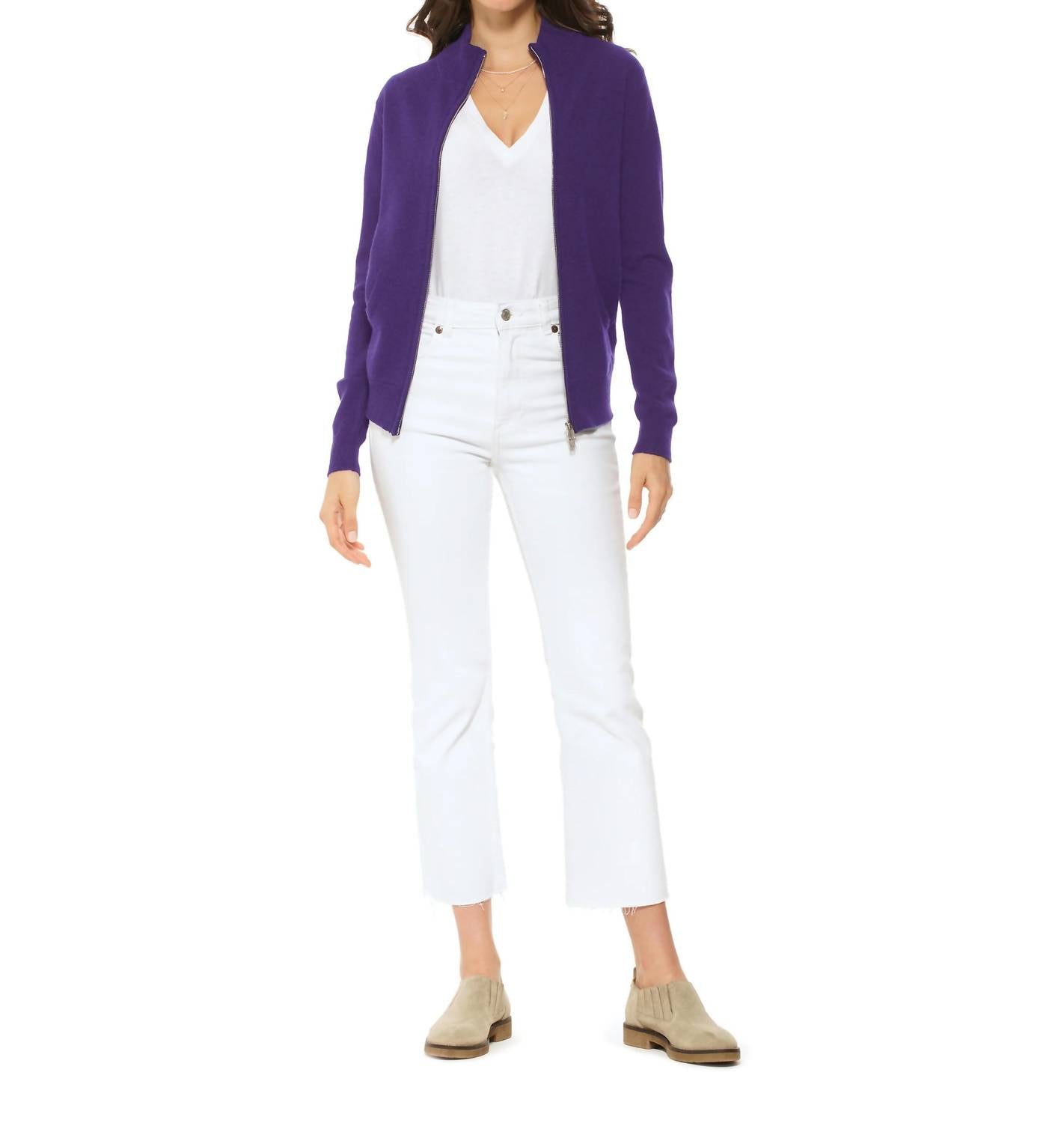 Monticelli Cashmere - Women's Pure Cashmere Zip Cardigan