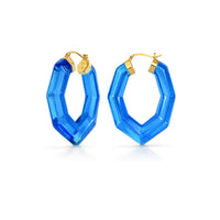 Gold & Honey - Women's Pear Gem Lucite Hoop Earrings