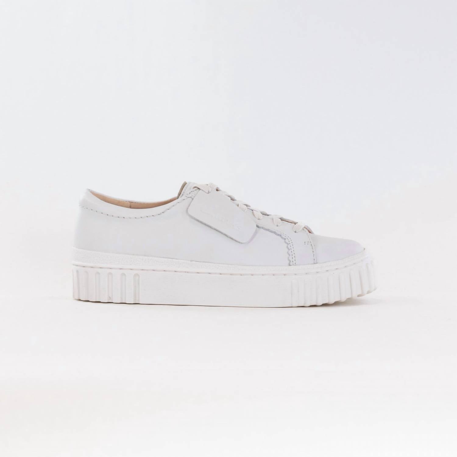 Clarks Women's Mayhill Walk Sneakers in off white leather - women's sneaker - detail view
