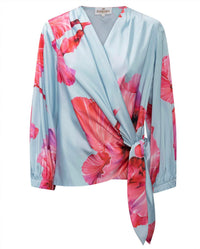 Karmamia Elena Wrap Blouse in fuchsia maxi flower - women's blouse - alternate view
