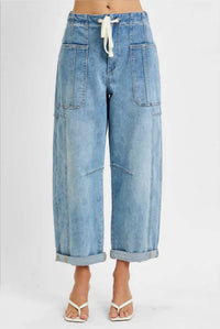 Risen - Crop Wide Barrel Cargo Pocket Jeans