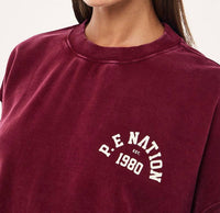 P.E. NATION Swerve 2.0 Sweat Oversized Fit in washed cabernet - women's top - view 6