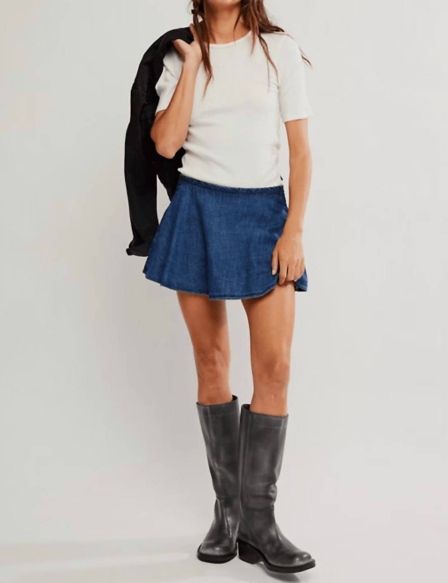 Free People Paradise Found Denim Skort in mid indigo - women's shorts