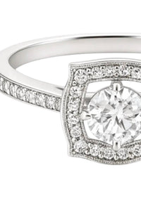 Allyanna Gifts - Women's Round Moissanite With Square Halo Ring