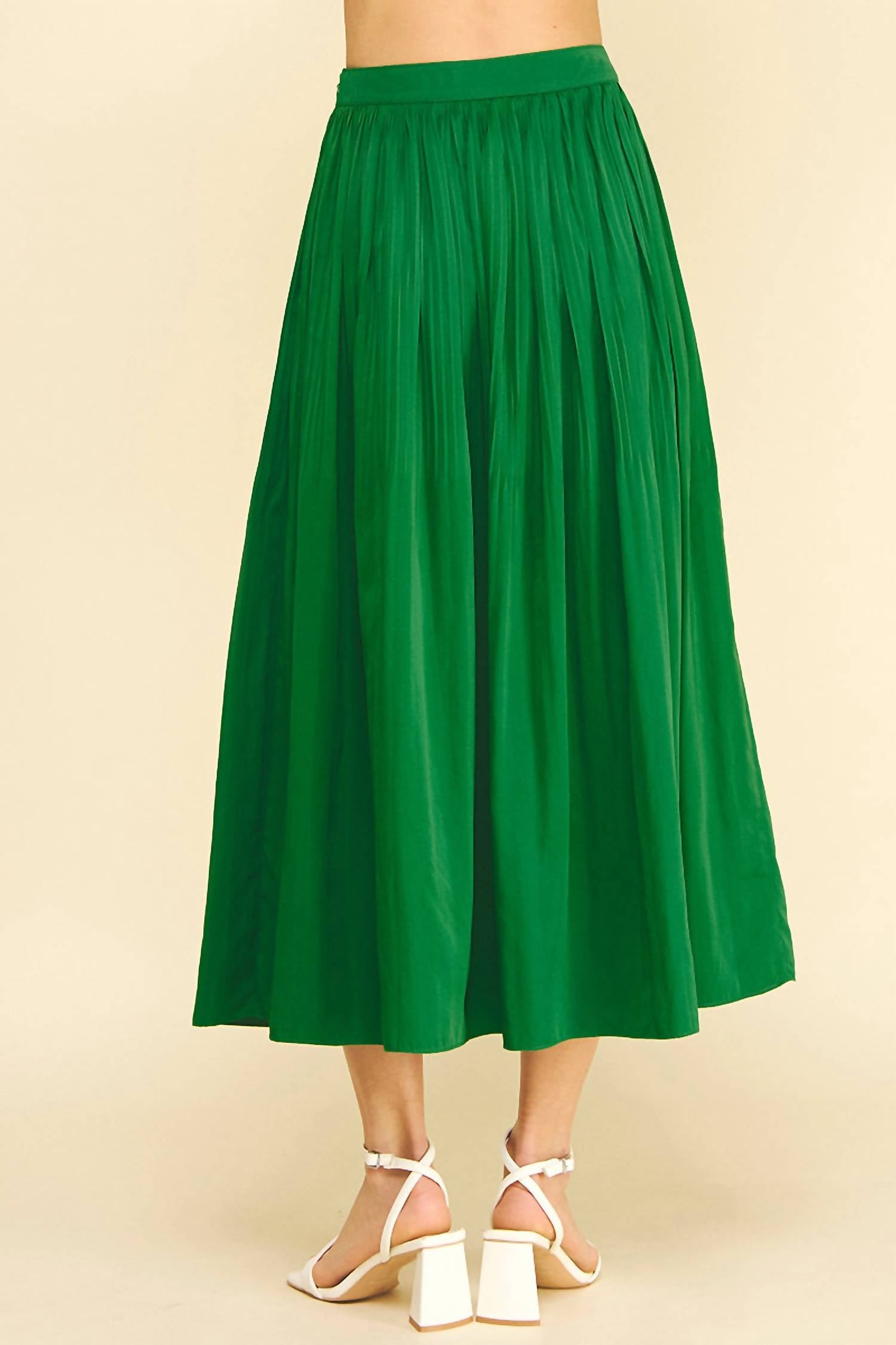 PINCH Flowing A-line Skirt in green - women's skirt - detail view