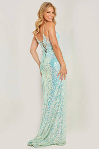 Jovani - Illusion Bodice Plunging Neck Prom Dress