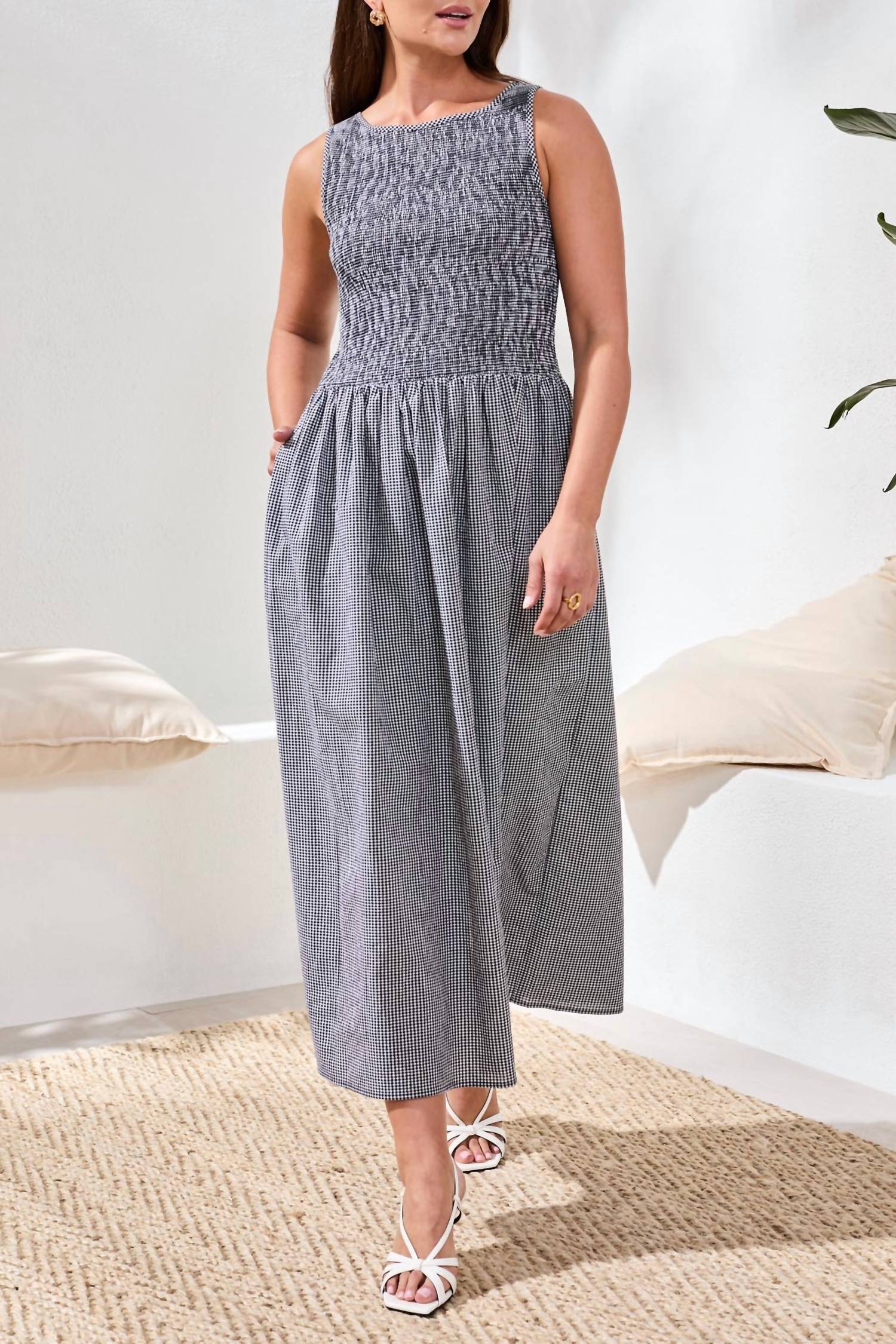 Tribal - Sleeveless Dress With Shirring Detail