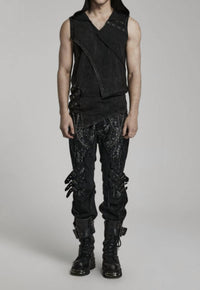 Western F.A.S.H.I.O.N - Punk Abstract Splicing Pants With Chains