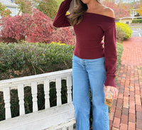 Cotton Candy La - Cherry Crush Off The Shoulder Sweater