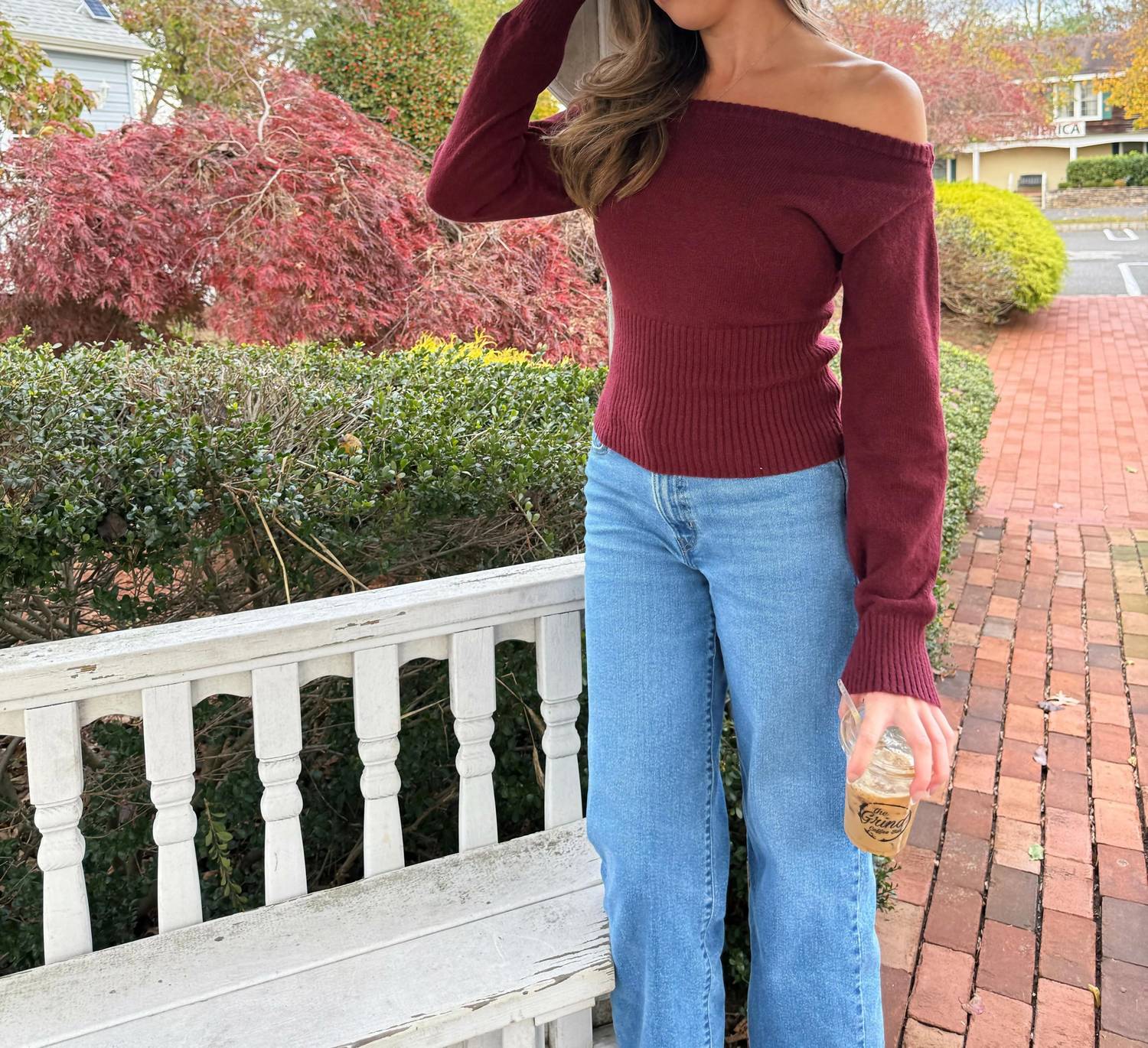 Cotton Candy La - Cherry Crush Off The Shoulder Sweater