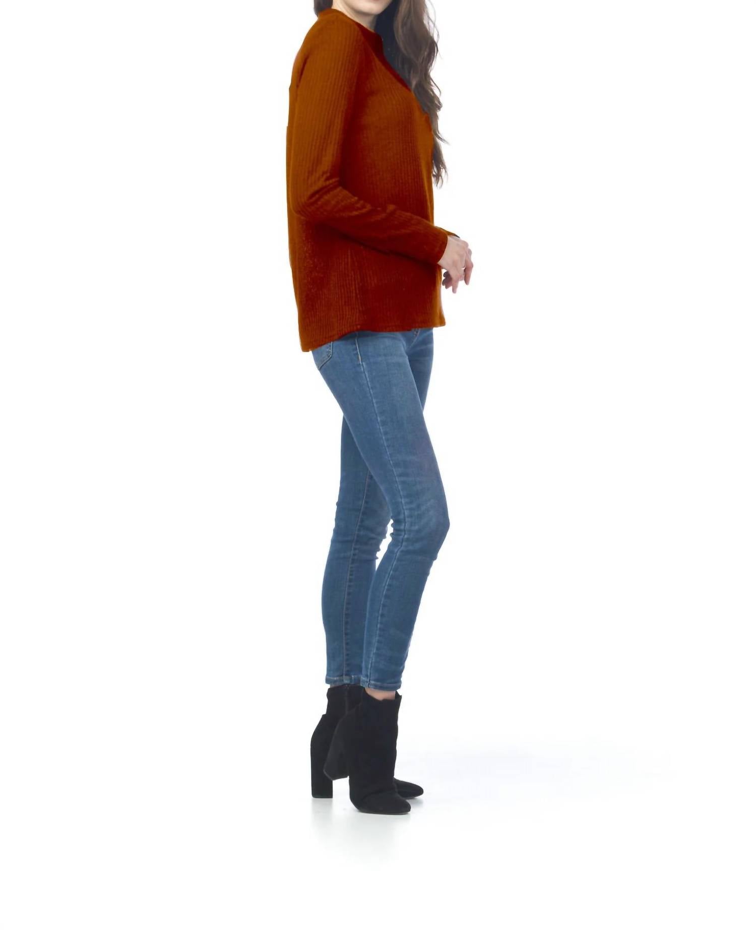Papillon - Long Sleeve Ribbed Mock Neck Sweater