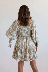 Just Me - Gia Smocked Puff Sleeve Floral Mini Dress