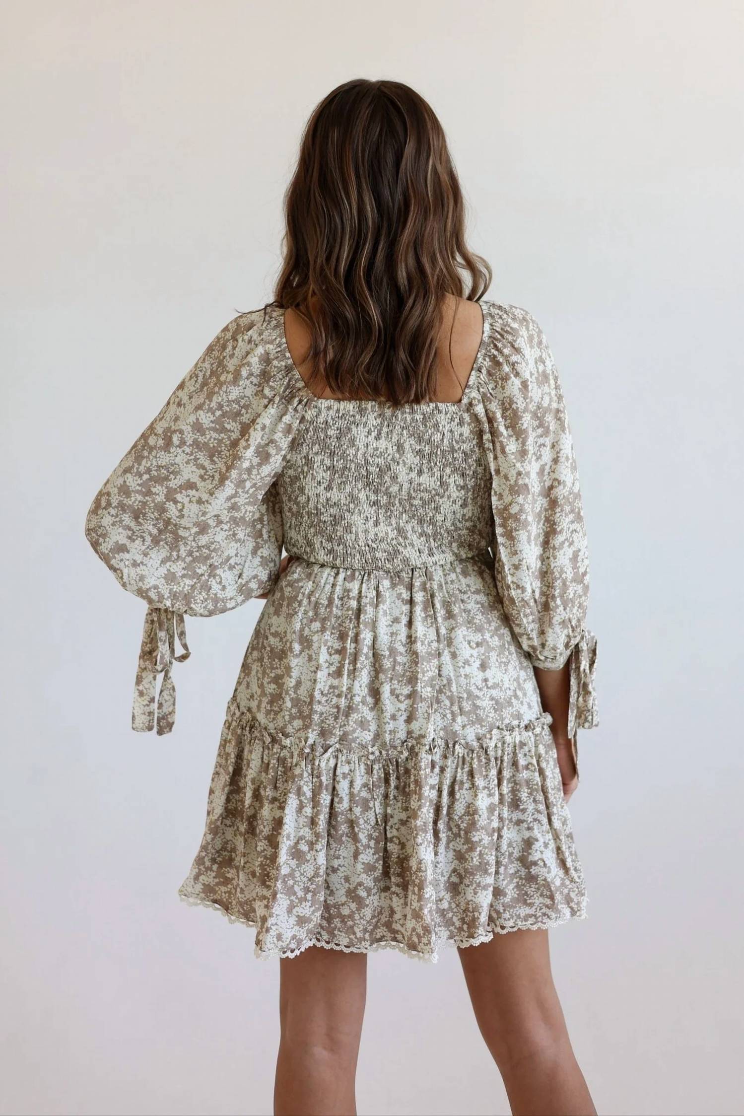 Just Me - Gia Smocked Puff Sleeve Floral Mini Dress
