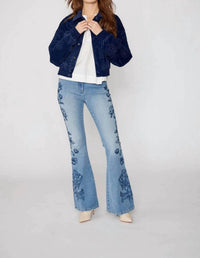 DRIFTWOOD Detroit Velvet Etched Bomber Jacket in one color - women's jacket - alternate view