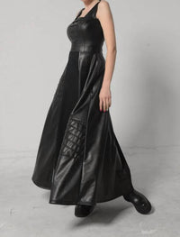 Metamorfosi - Long Flare Vegan Leather Dress