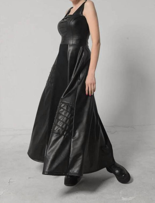 Metamorfosi - Long Flare Vegan Leather Dress