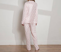 The Sleep Code Women's Printed Organic Pima Cotton Long Pj Set in rose quartz floral - women's item - detail view