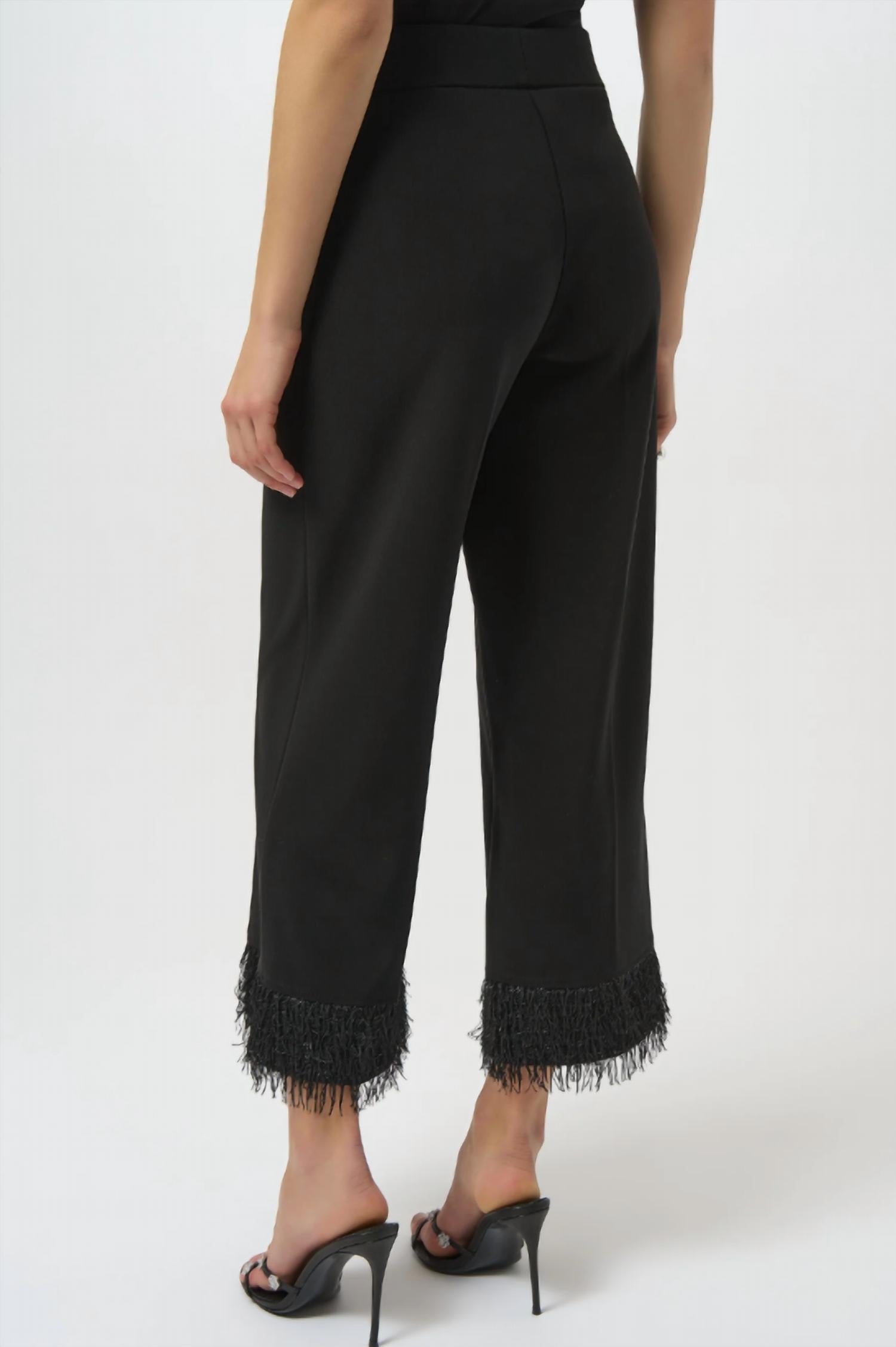 Joseph Ribkoff - High-Rise Fringe Hem Culotte Pants