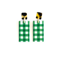 Sunshine Tienda - Women's Grass Gingham Cabana Earrings