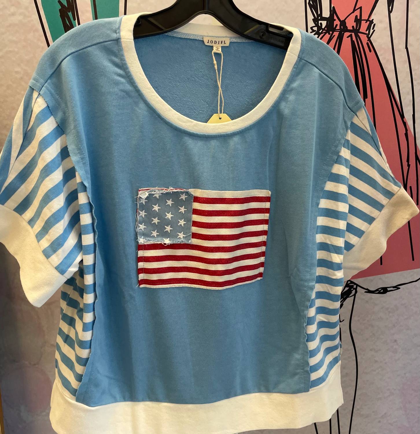 Jodifl - Women's Drop Shoulder Flag Top