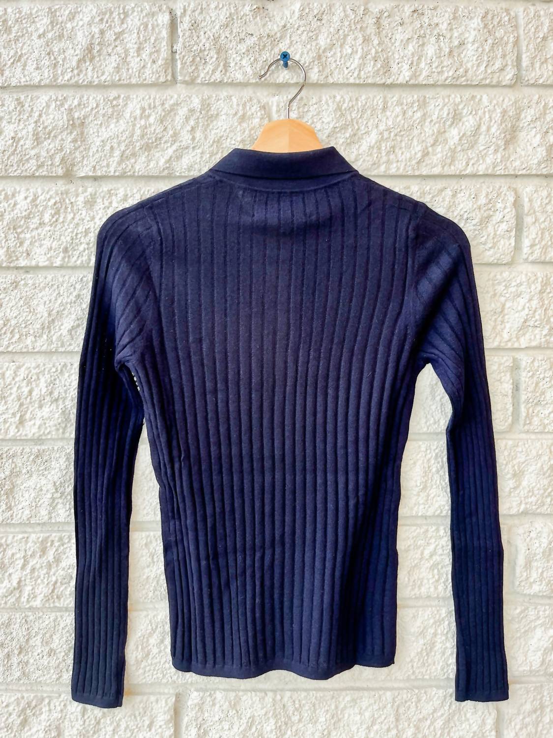 DEMYLEE New York Women's Luna Superfine Cashmere Sweater in blue - women's sweater - detail view