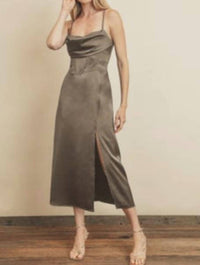 DRESS FORUM CORSET MIDI dress in pewter in pweter - women's dress