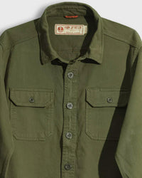 Iron & Resin Men's Journeyman Flex Shirt in army - men's shirt - detail view