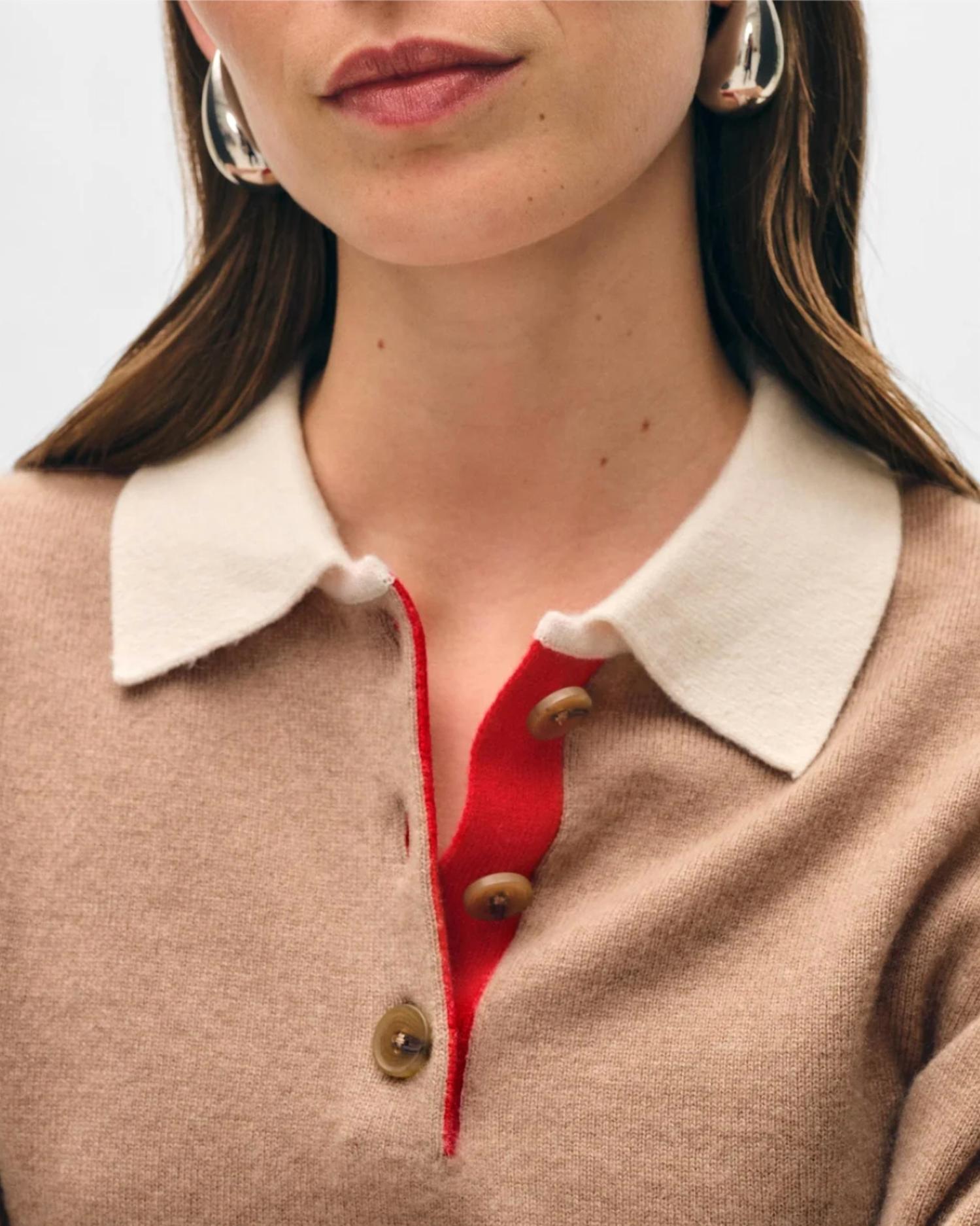 White + Warren - Cashmere Cropped Polo Shirt