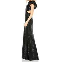 Mac Duggal - Ruffle Sleeve Lace-up Back Evening Gown