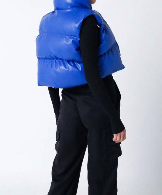 Liza Faux Leather Cropped Puffer Vest
